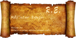Rösler Edvin névjegykártya